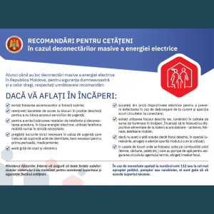 Recomandări de securitate pentru cetățeni în caz de deconectări de la energia electrică